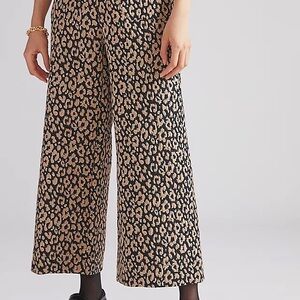 ANTHROPOLOGIE Brocade Leopard Print Wide-Leg Pants